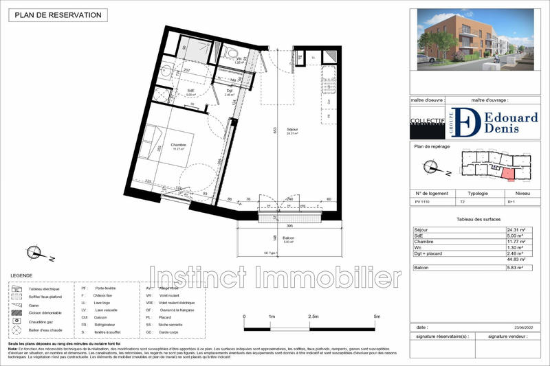 Appartement - 45 m² - 2 pièces