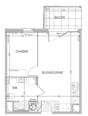 Appartement - 38 m² - 2 pièces