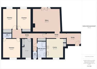 Appartement - 136 m² - 5 pièces