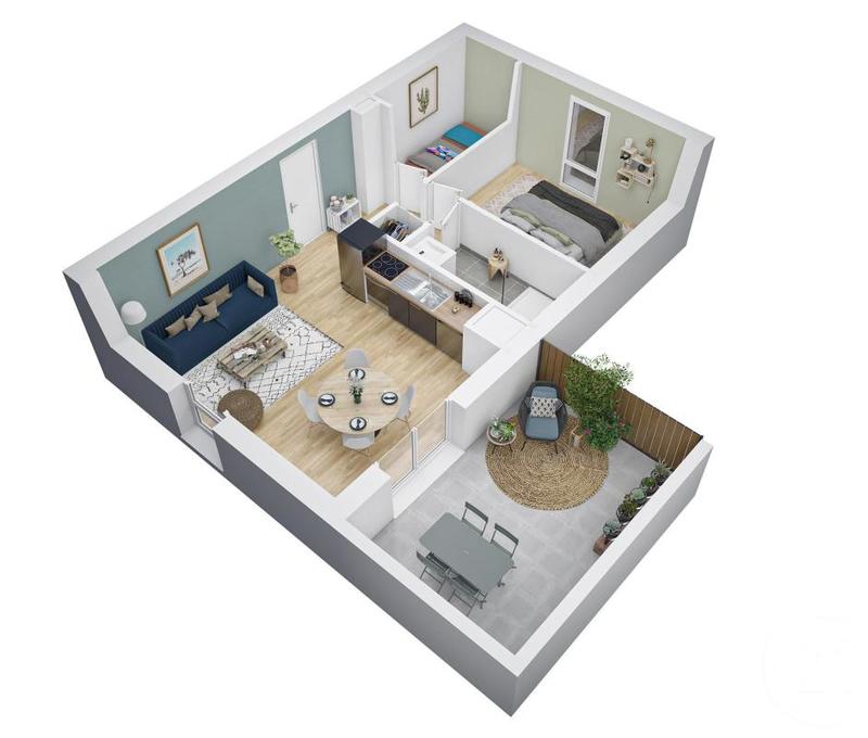 Appartement - 45 m² - 2 pièces