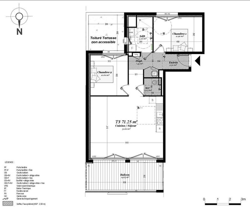 Appartement - 71 m² - 3 pièces