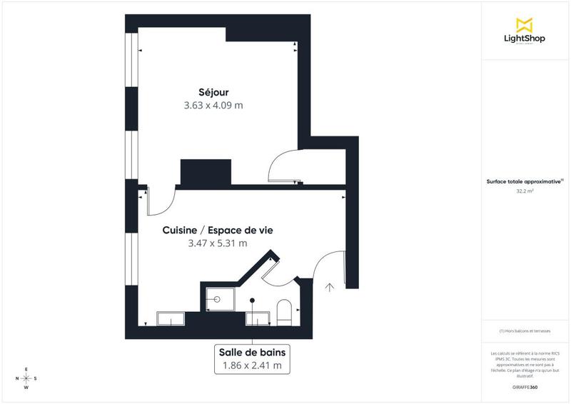 Appartement - 32 m² - 1 pièce