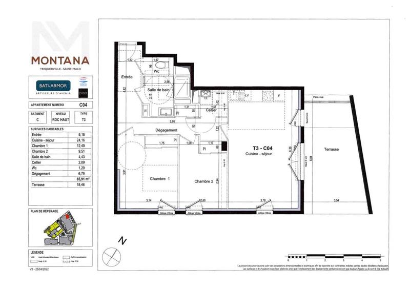 Appartement - 65 m² - 3 pièces