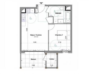 Appartement - 41 m² - 2 pièces