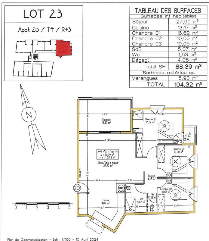 Appartement - 81 m² - 4 pièces