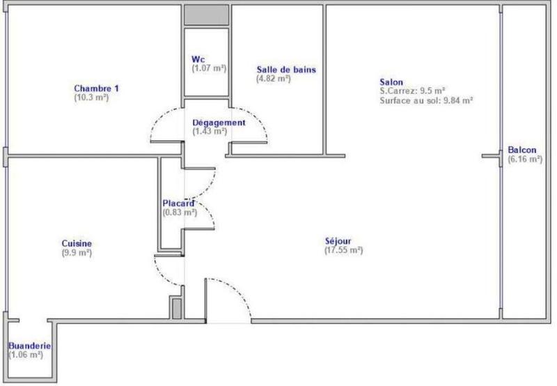 Appartement - 56 m² - 3 pièces