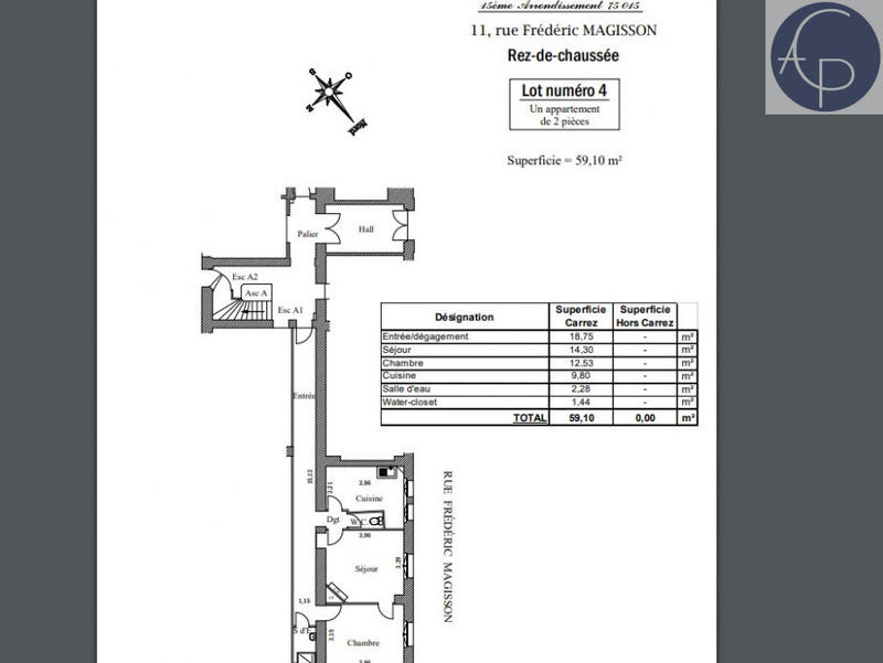 Appartement - 59 m² - 2 pièces