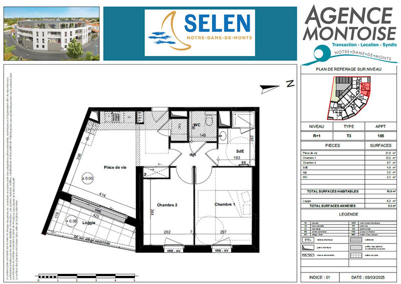 Appartement - 40 m² - 3 pièces