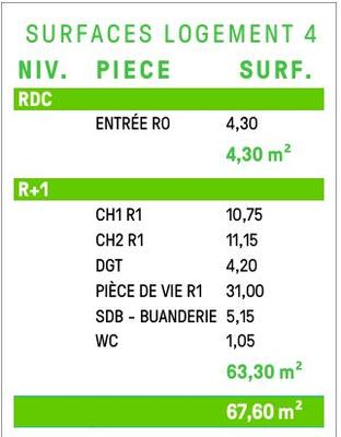 Loft - 67 m² - 3 pièces