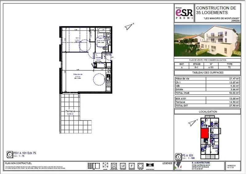 Appartement - 50 m² - 2 pièces
