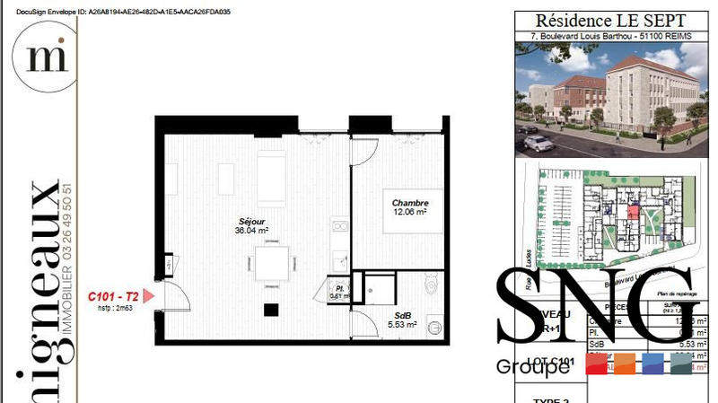 Appartement - 54 m² - 2 pièces