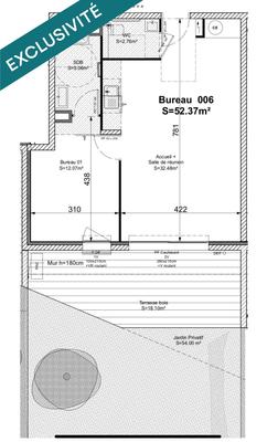 Bureau - 53 m² - 2 pièces