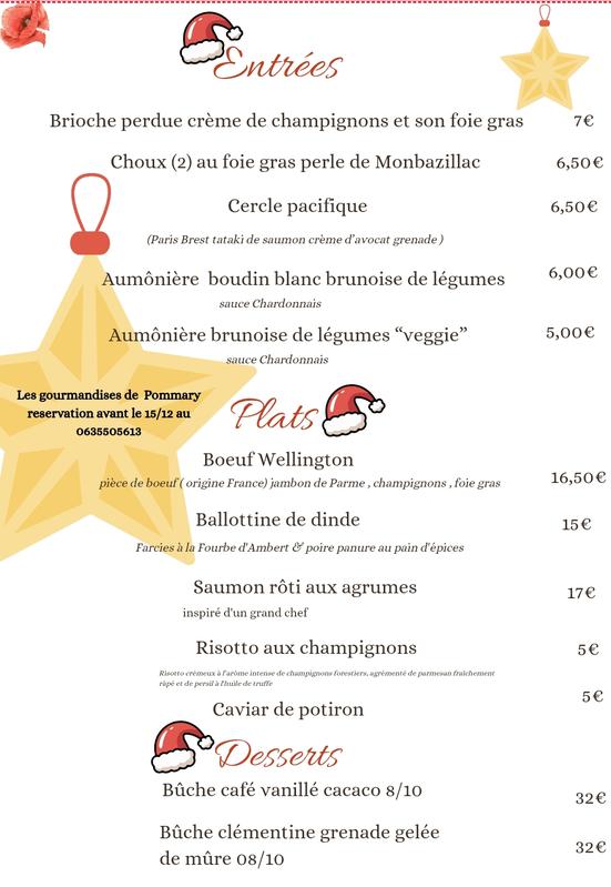 Menu de Noël - Pommary 2025