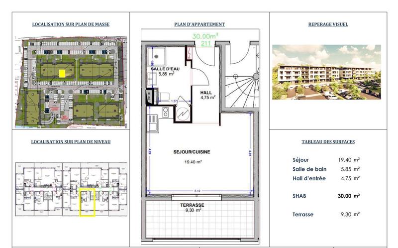Studio - 30 m² - 1 pièce