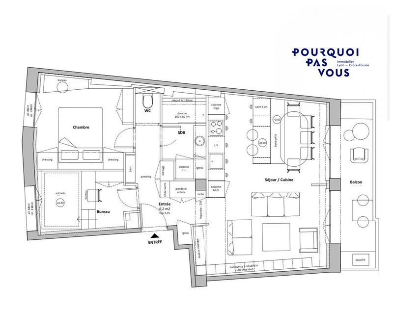 Appartement - 59 m² - 3 pièces