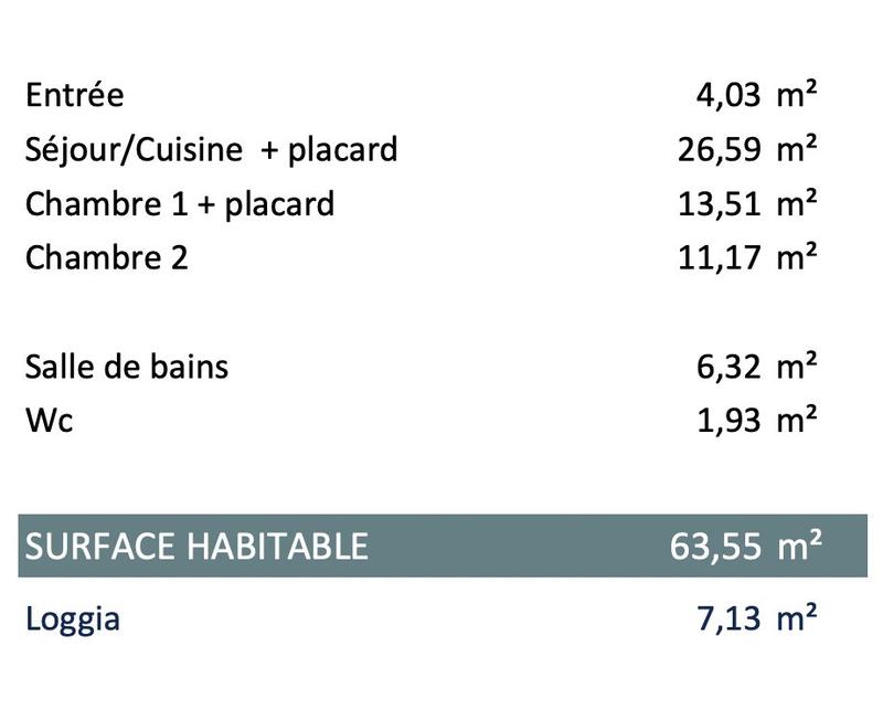 Appartement - 64 m² - 3 pièces