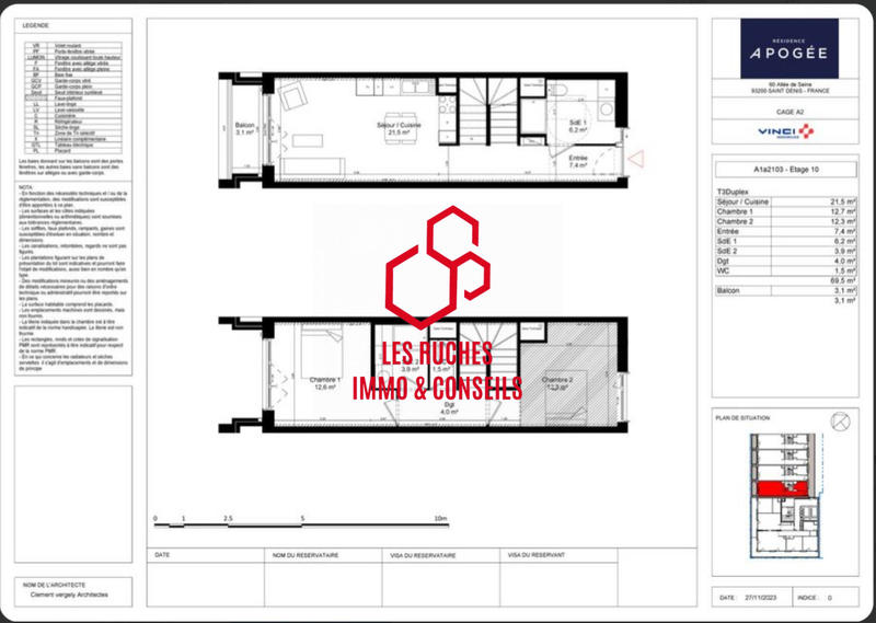 Appartement - 69 m² - 3 pièces