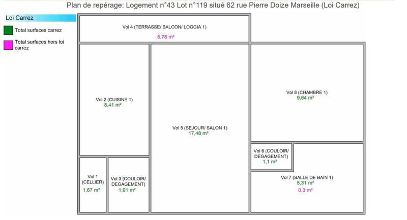 Appartement - 45 m² - 2 pièces