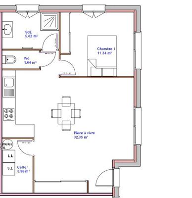 Maison - 55 m² - 2 pièces