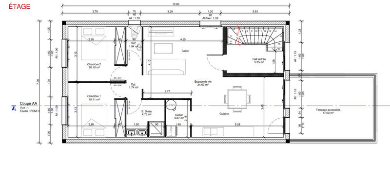 Appartement - 66 m² - 3 pièces