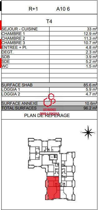 Appartement - 86 m² - 4 pièces