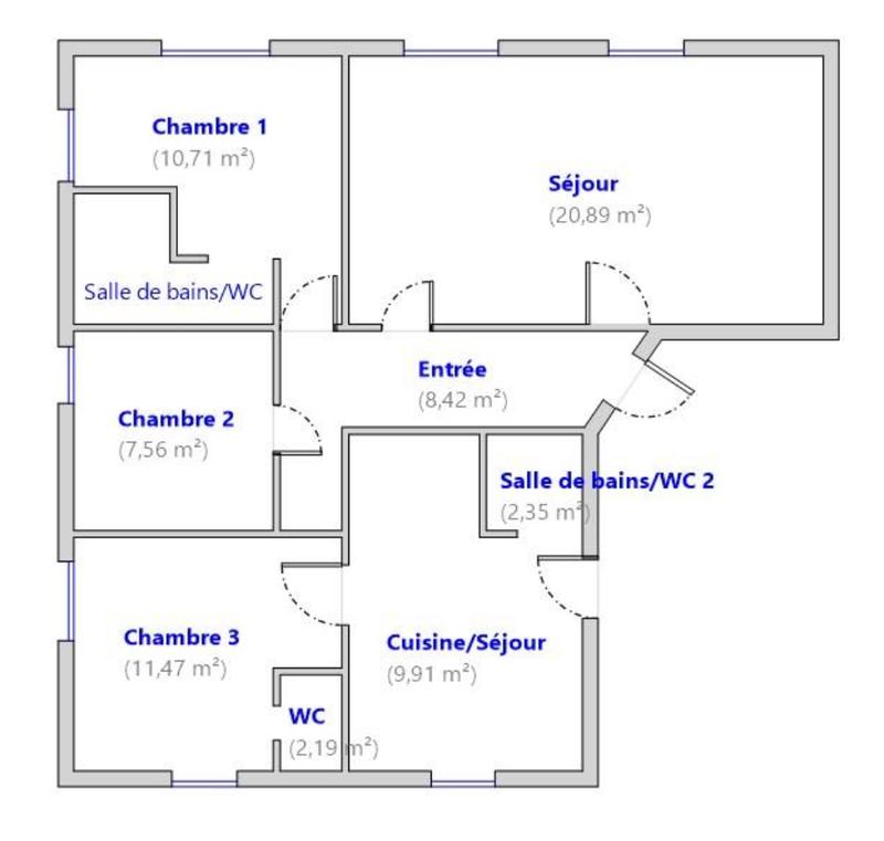 Appartement - 76 m² - 4 pièces