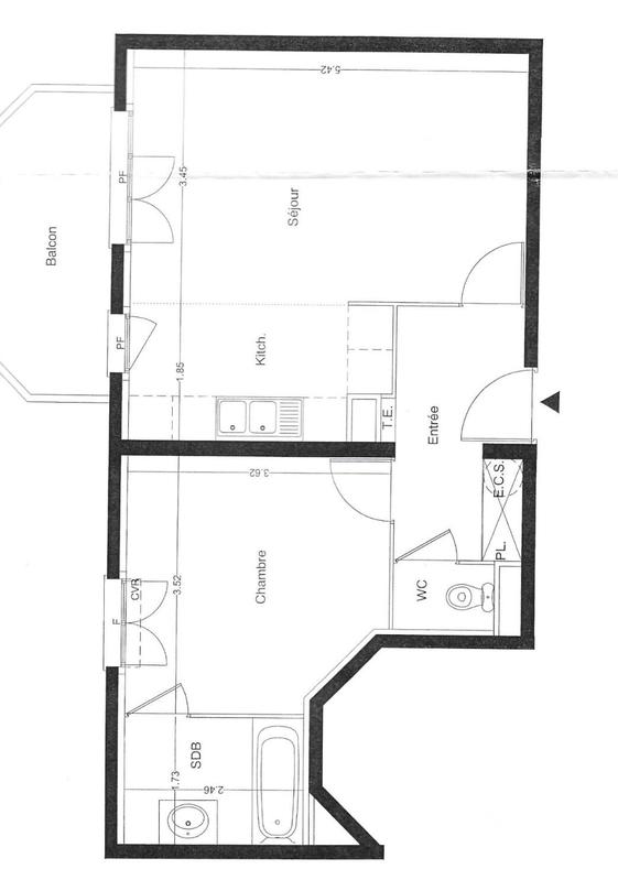 Appartement - 49 m² - 2 pièces
