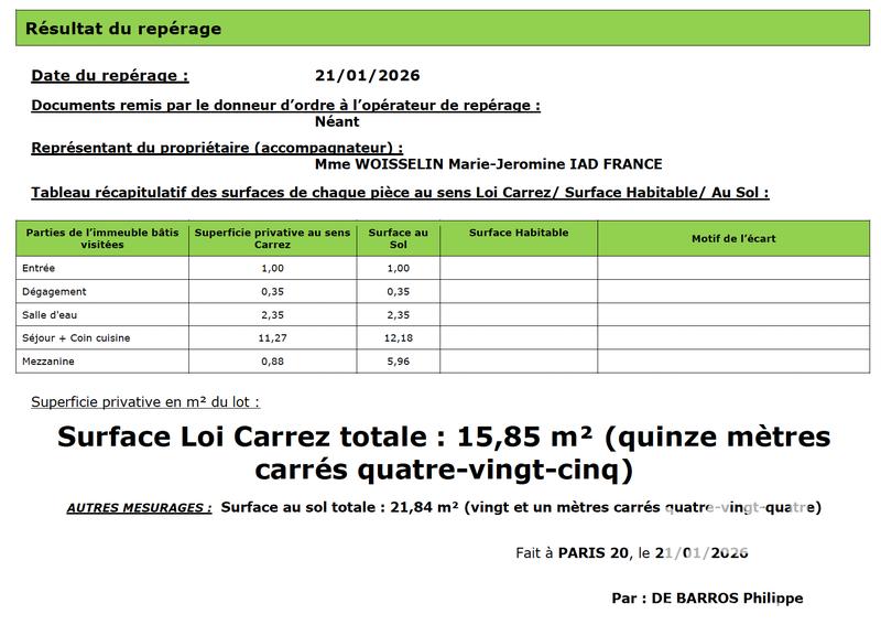 Appartement - 16 m² - 1 pièce