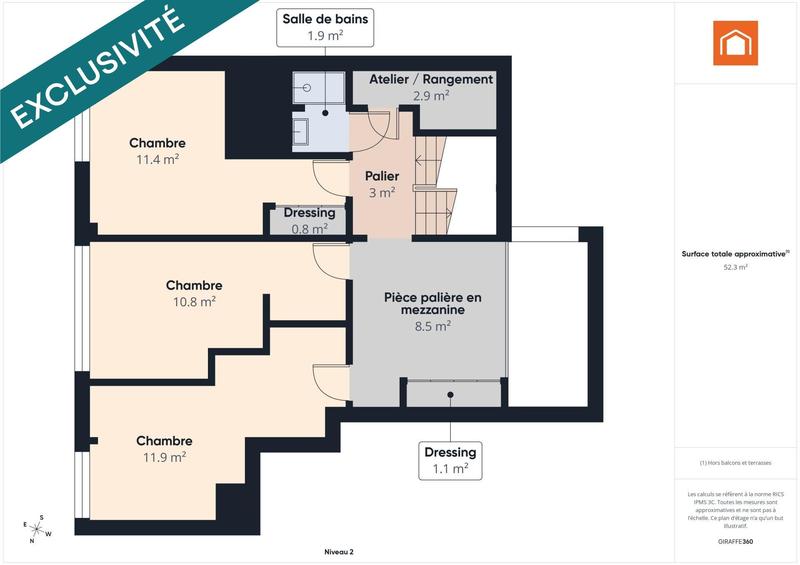 Duplex - 128 m² - 6 pièces
