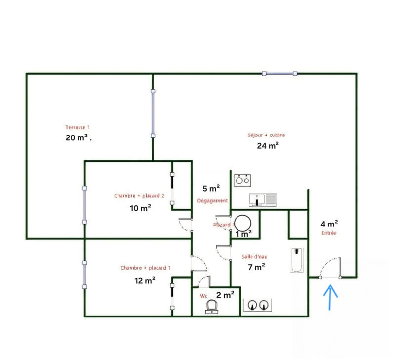Appartement - 65 m² - 3 pièces