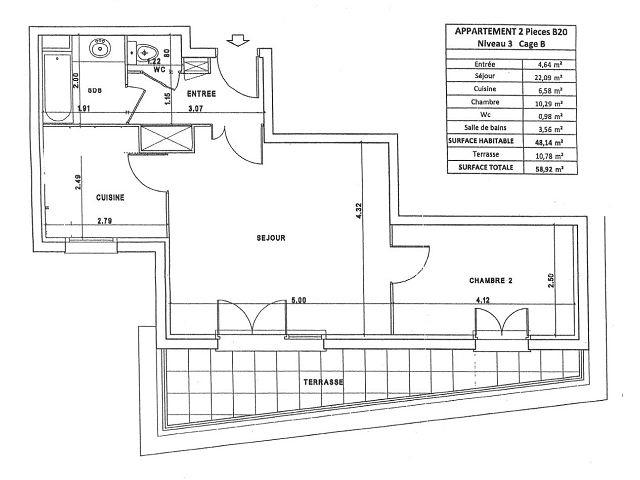 Appartement - 49 m² - 2 pièces