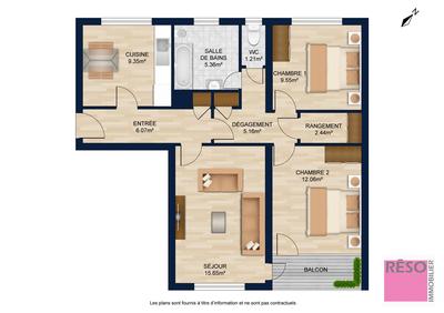 Appartement - 67 m² - 3 pièces