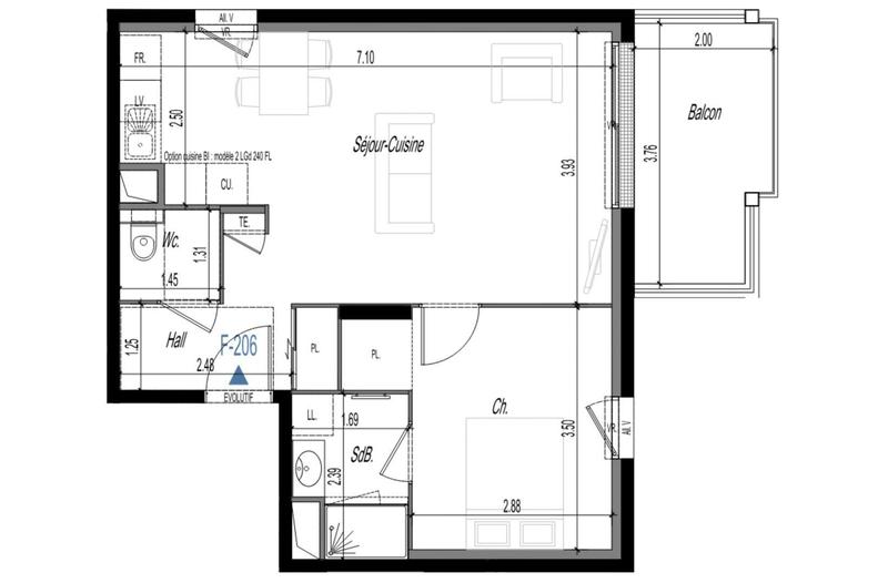 Appartement - 46 m² - 2 pièces