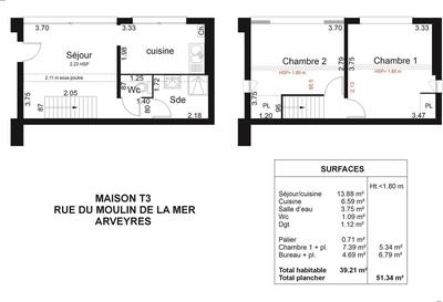 Maison traditionnelle - 39 m² - 3 pièces