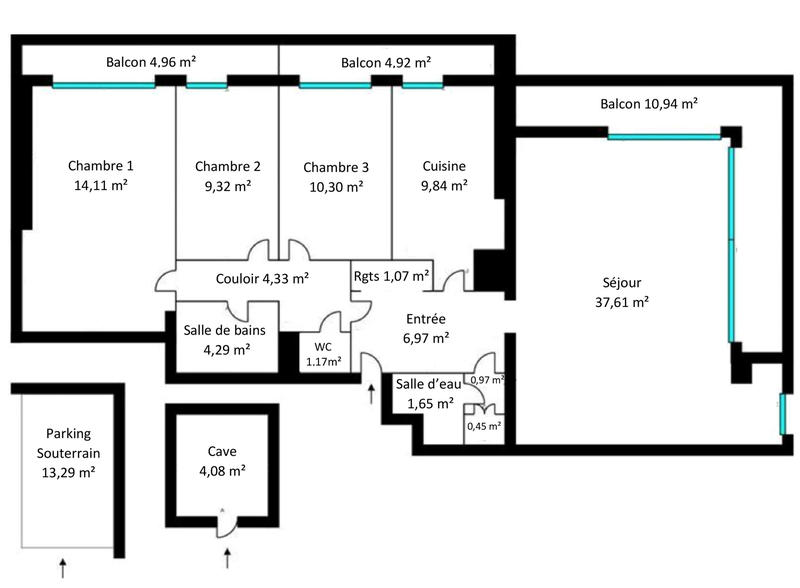 Appartement - 102 m² - 5 pièces