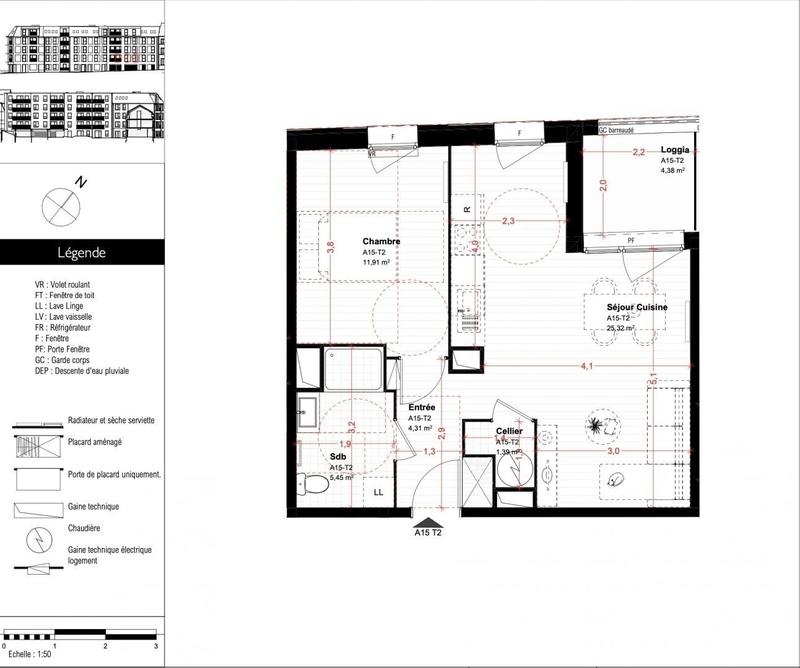 Appartement - 48 m² - 2 pièces