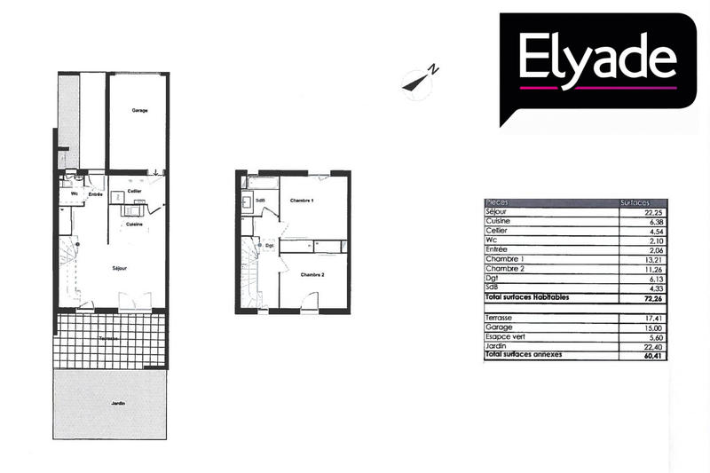 Villa - 72 m² - 3 pièces