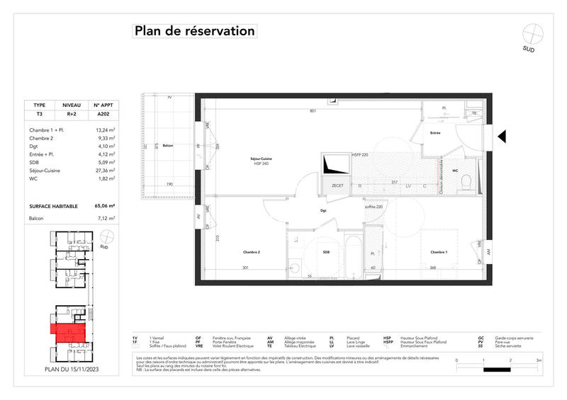 Appartement - 65 m² - 3 pièces