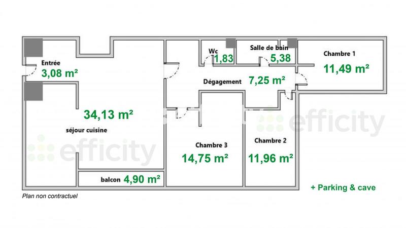 Appartement - 90 m² - 4 pièces