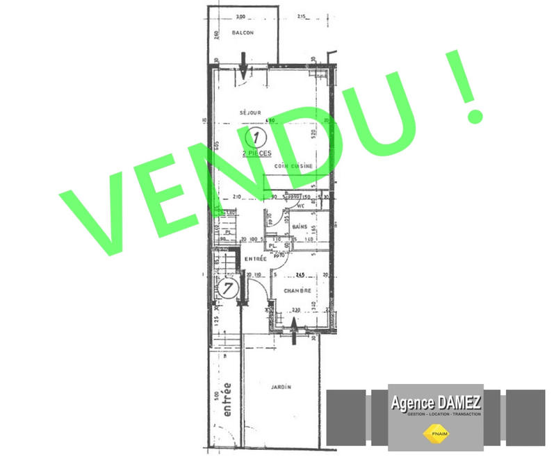 Appartement - 46 m² - 2 pièces