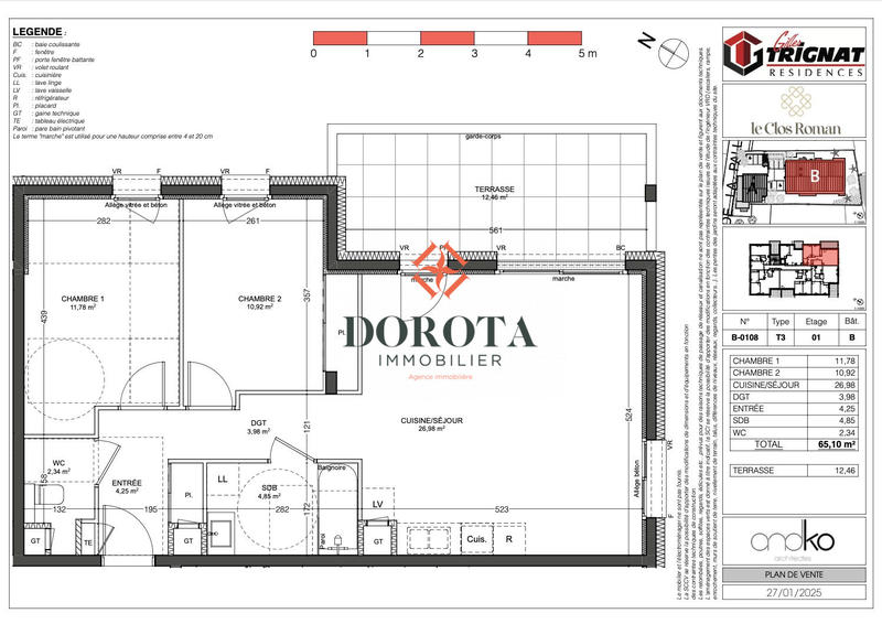 Appartement - 65 m² - 3 pièces