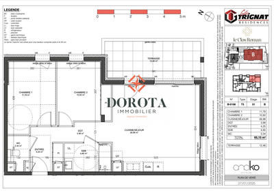 Appartement - 65 m² - 3 pièces