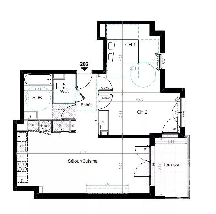 Appartement - 66 m² - 3 pièces