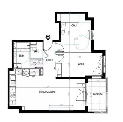 Appartement - 66 m² - 3 pièces