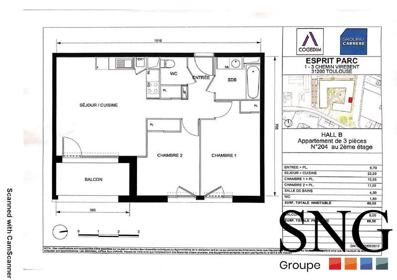 Appartement - 61 m² - 3 pièces