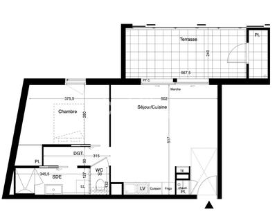 Appartement - 46 m² - 2 pièces