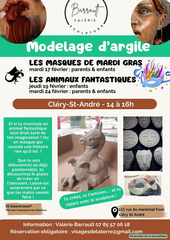 Atelier de Modelage d'Argile Adultes &amp; Enfants - masques de mardi Gras