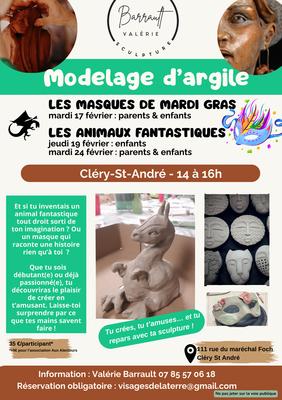 Atelier de Modelage d'Argile Adultes &amp; Enfants - masques de mardi Gras