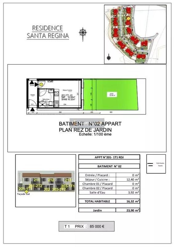 Appartement - 16 m² - 1 pièce