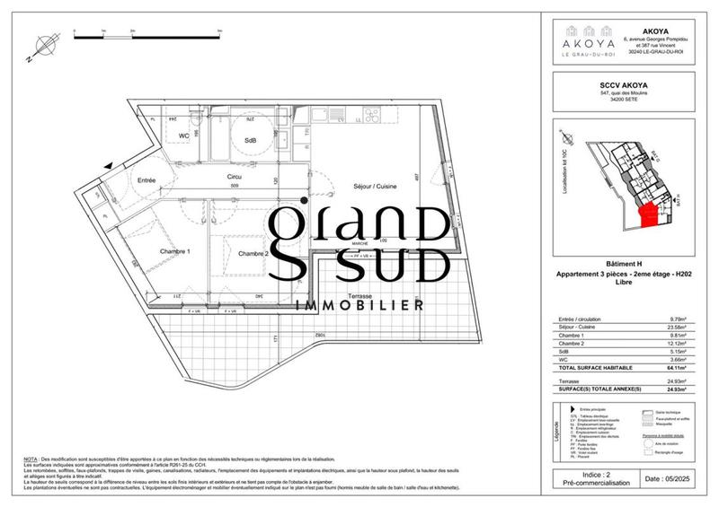 Appartement - 64 m² - 3 pièces